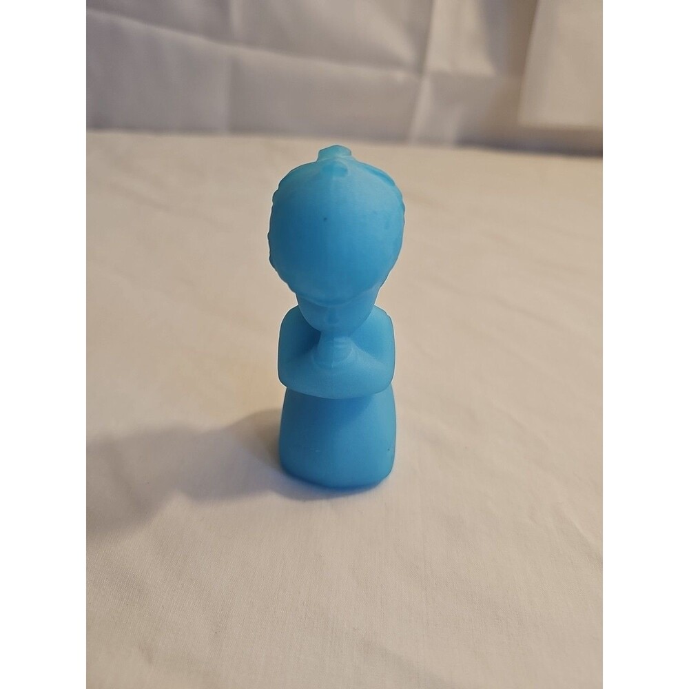 Vintage Blue Satin Fenton Girl Child Praying Art Glass Figurine